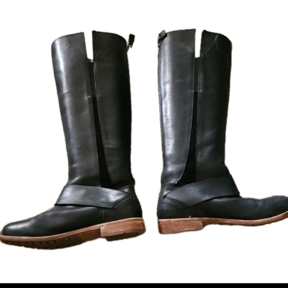 OluKai Womens Black Leather Holo Lio II Tall Boots 7
